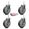 Service Caster 6 Inch Thermoplastic  Rubber Wheel Swivel 58 Inch Threaded Stem Caster Set Service Caster SCC-TS20S614-TPRB-58212-4 - alternate 4